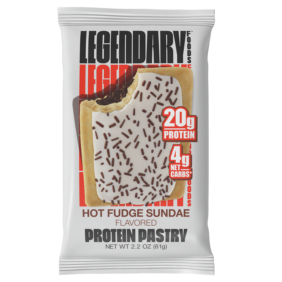 Protein pastry package with 'Legendary' branding on a white background