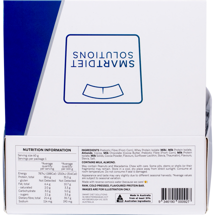 Back of a package with 'SmartDiet Solutions' branding and nutrition information.