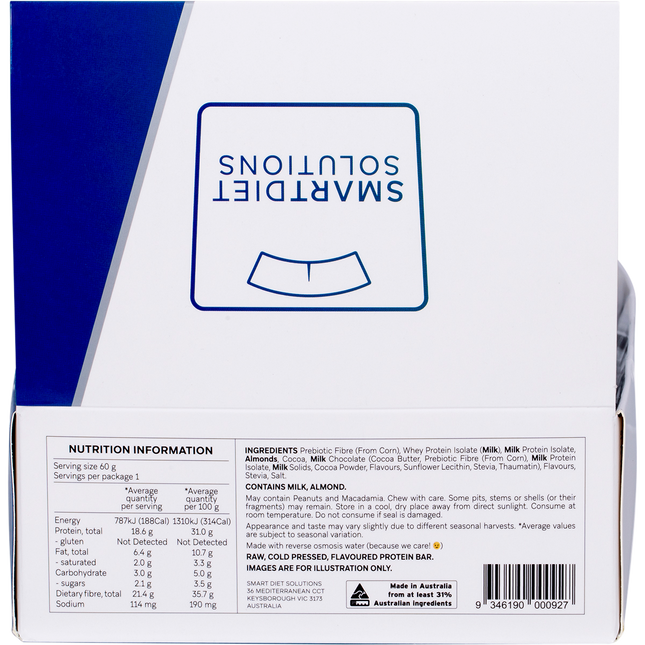 Back of a package with 'SmartDiet Solutions' branding and nutrition information.