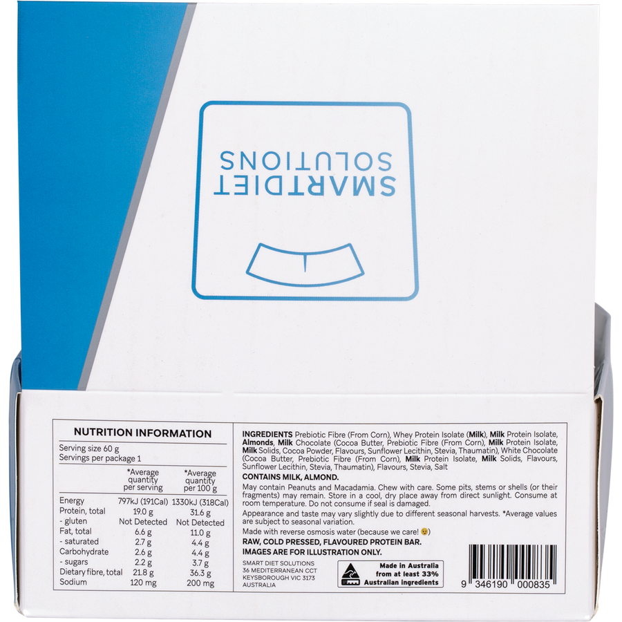 Smart Protein Bar packaging with nutrition information and ingredient list.
