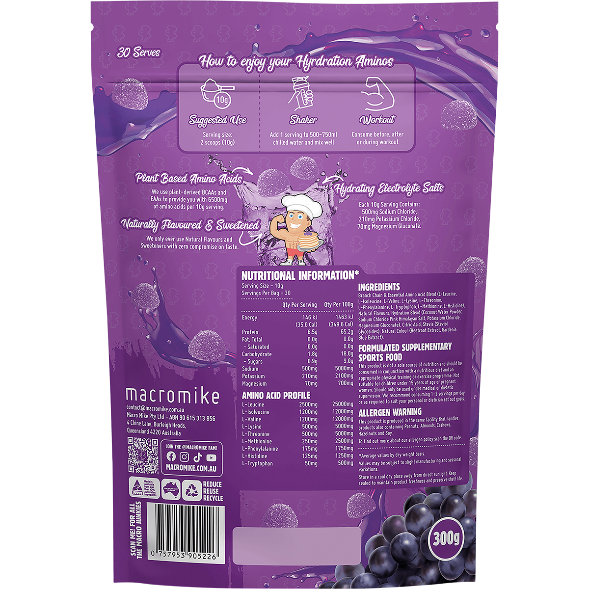 Plant Based Hydration Aminos Sour Grape Candy