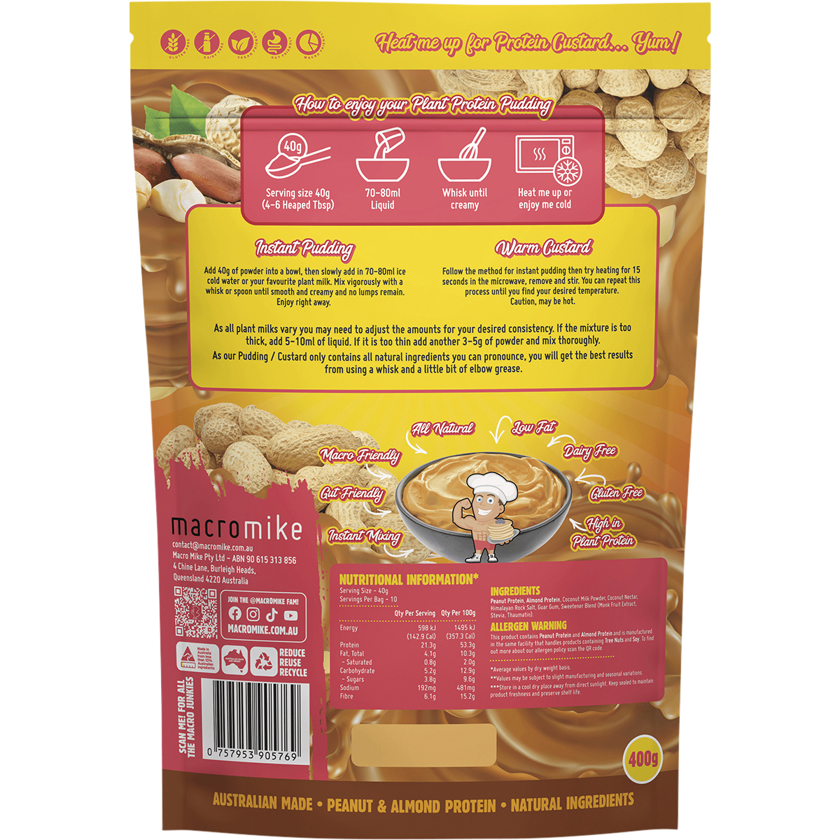 Plant Protein Pudding Choc Peanut Truffle Fudge