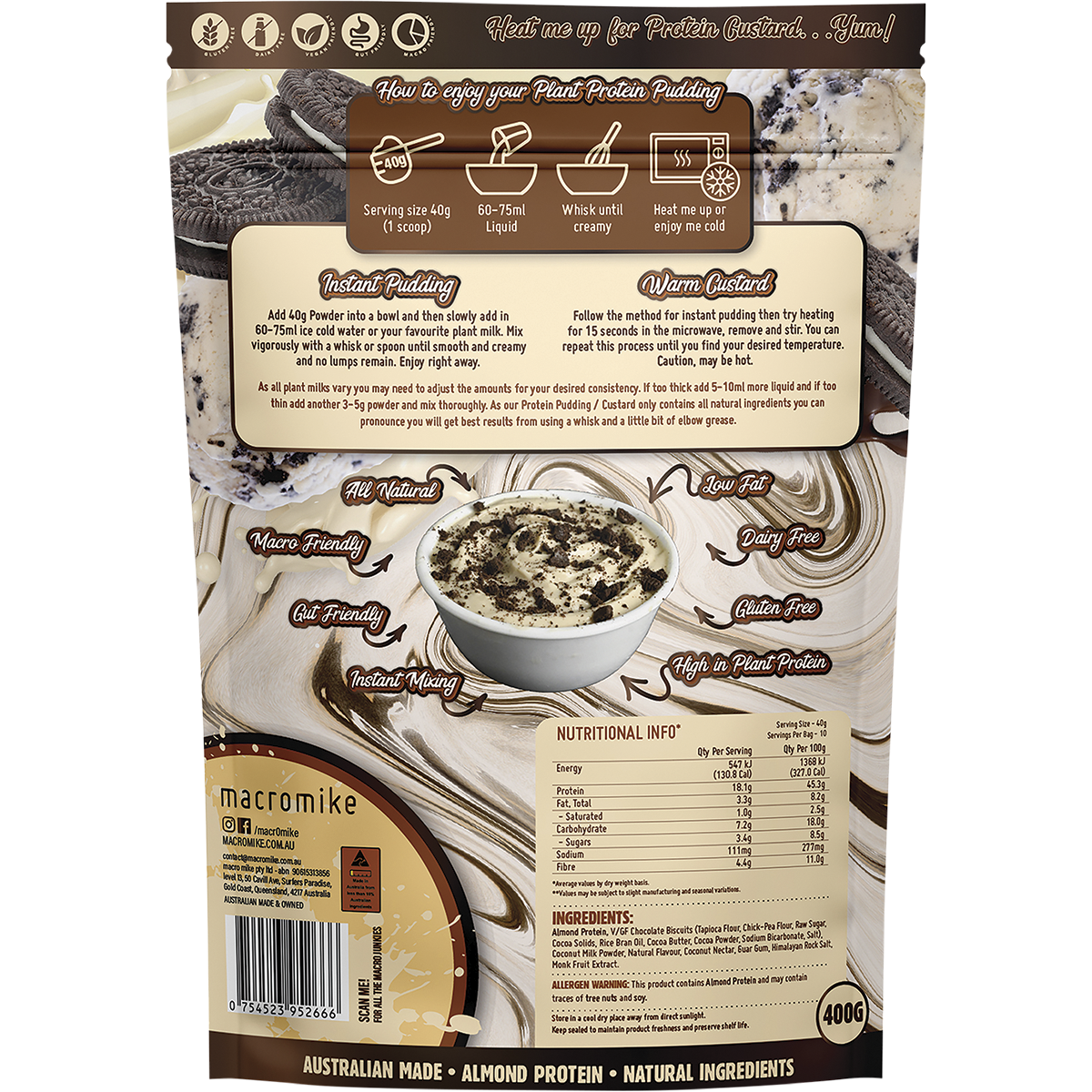 Plant Protein Pudding Cookies & Cream