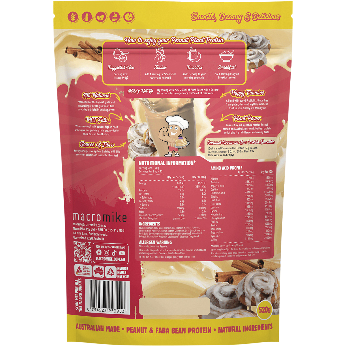 Peanut Plant Protein Caramel Cinnamon Bun