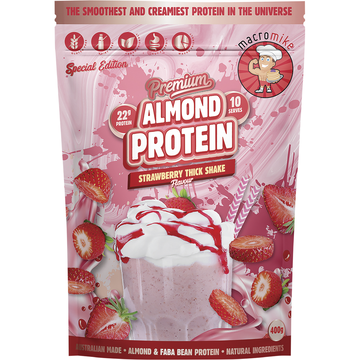 Premium Almond Protein Strawberry Thick Shake