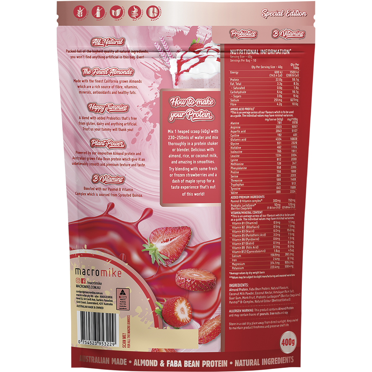 Premium Almond Protein Strawberry Thick Shake