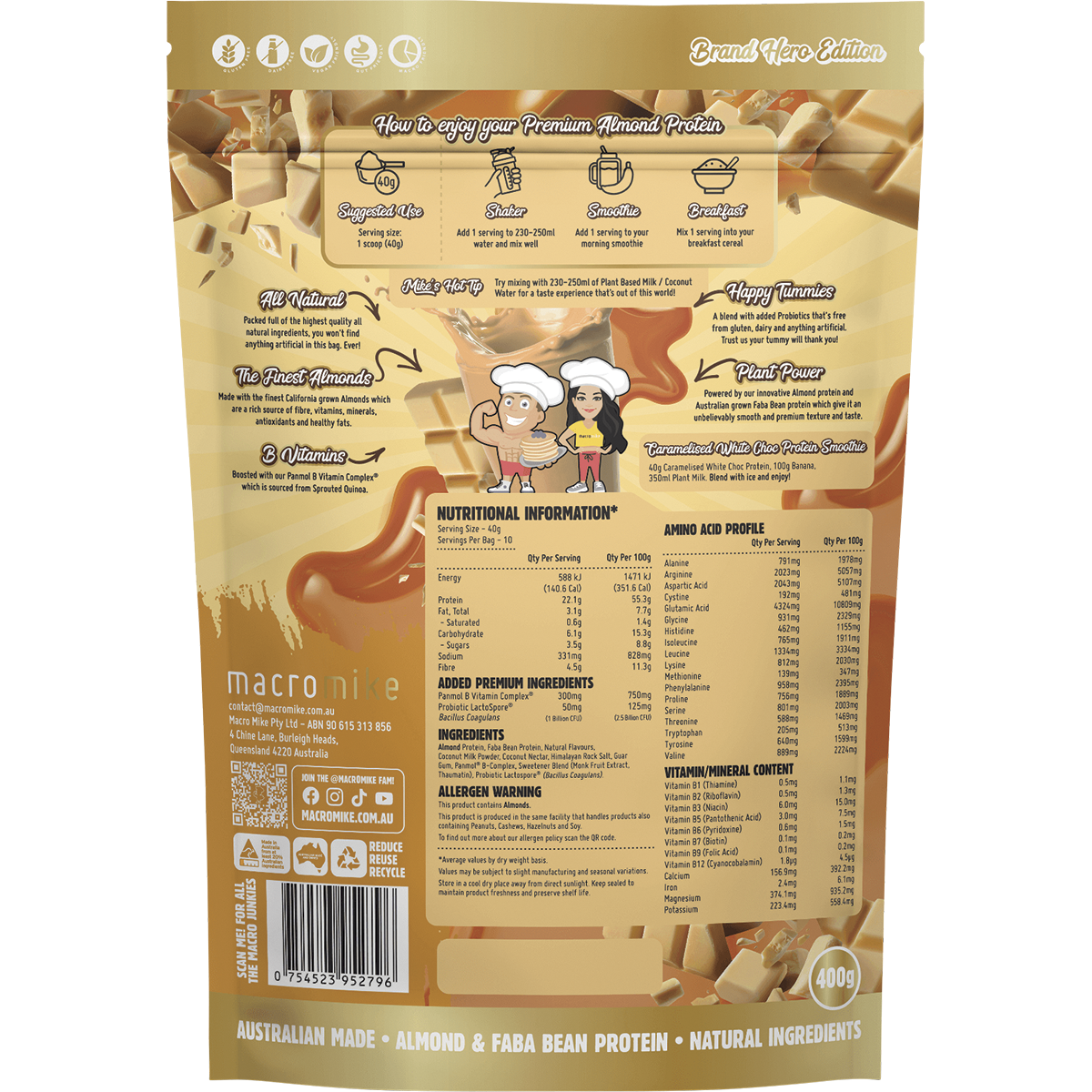 Premium Almond Protein Caramelised White Choc