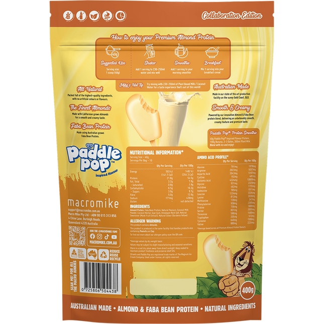 x Streets Almond Protein Banana Paddle Pop Inspired - Back View