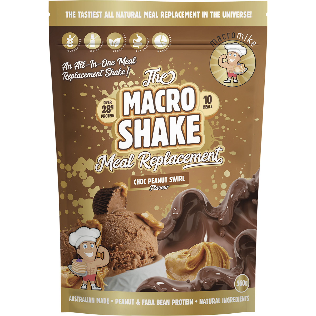 The Macro Shake Meal Replacement Choc Peanut Swirl