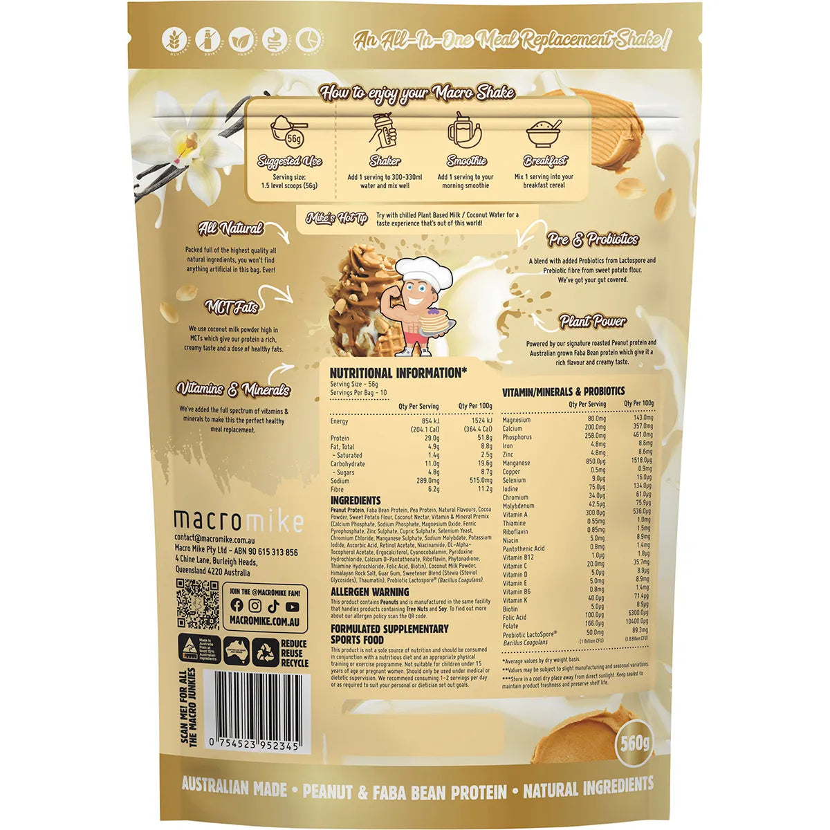 Macro Mike The Macro Shake Meal Replacement PB Vanilla Ice Cream