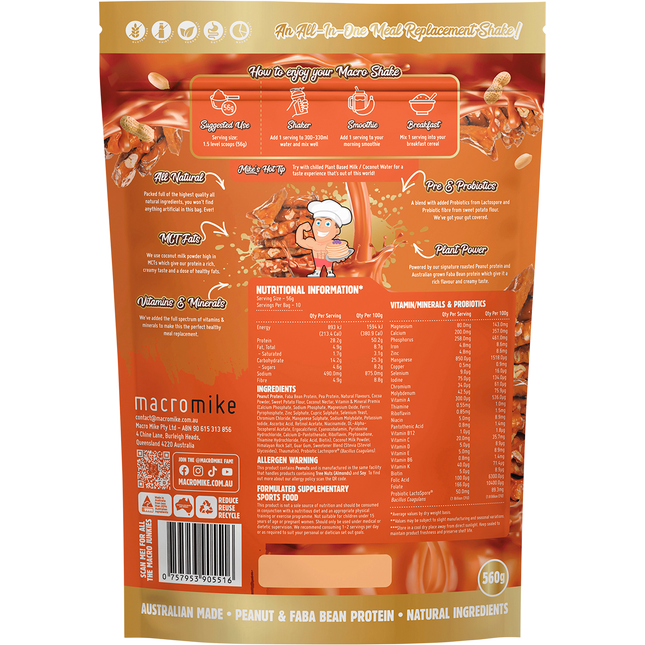 The Macro Shake Meal Replacement Salted Caramel Peanut