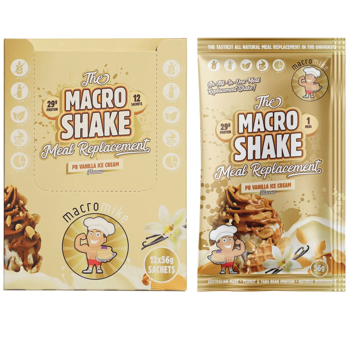 Macro Mike The Macro Shake Meal Replacement PB Vanilla Ice Cream