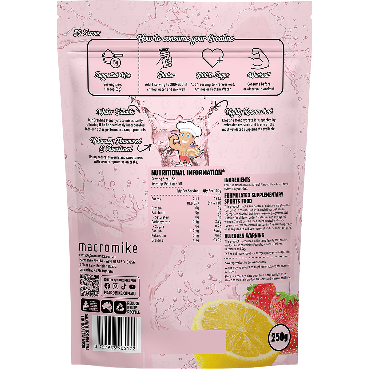 Plant Based Creatine Monohydrate Strawberry Lemonade