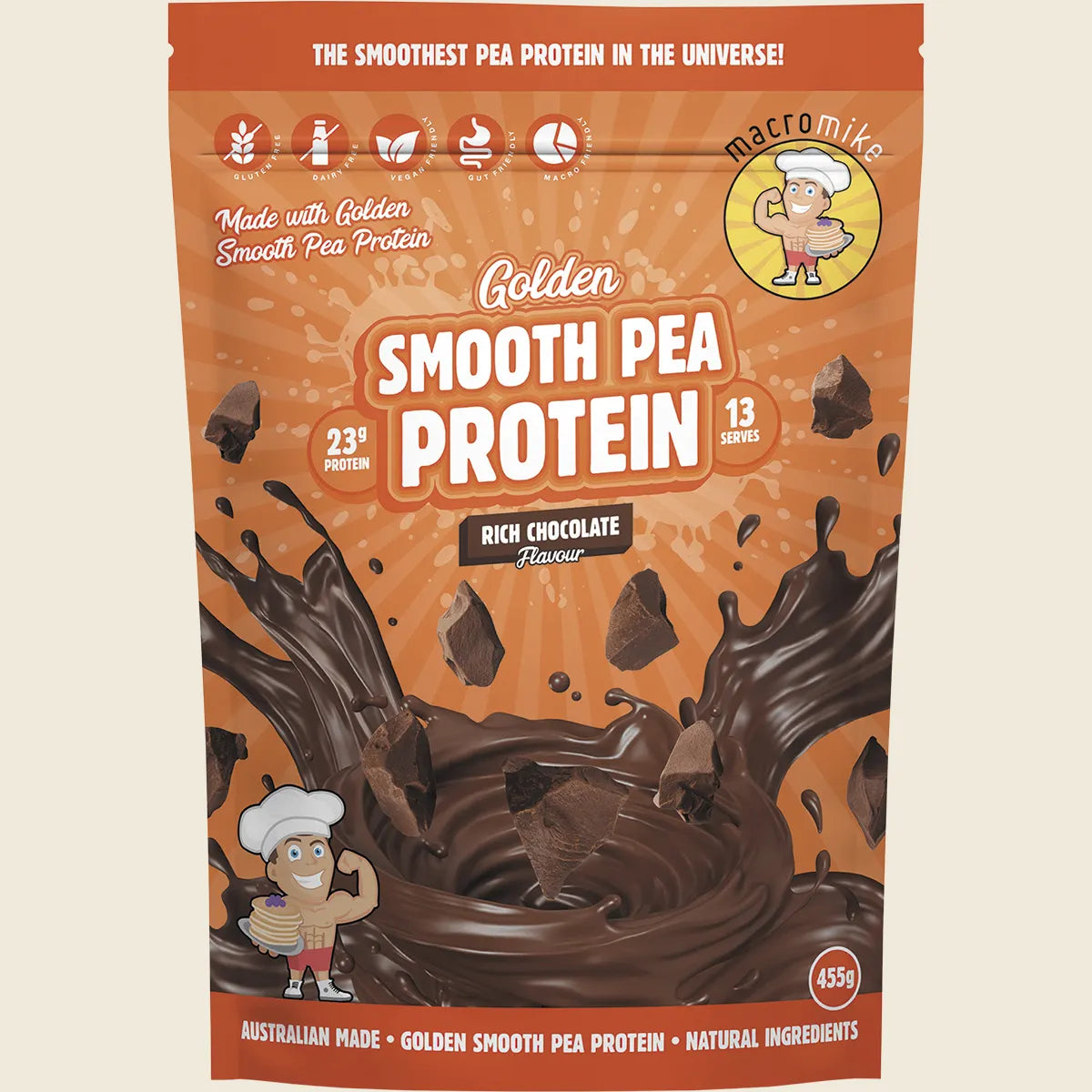 Macro Mike Golden Smooth Pea Protein Rich Chocolate 455g