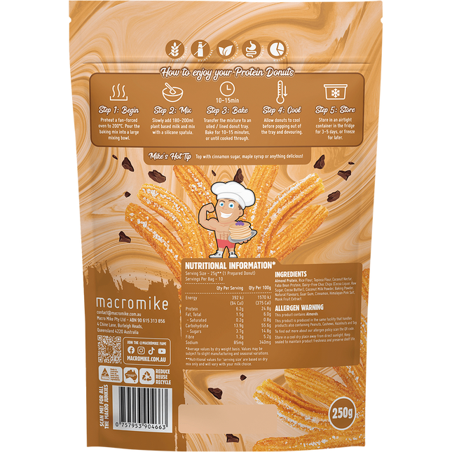 Protein Donut Baking Mix Choc Chip Cinnamon Churros