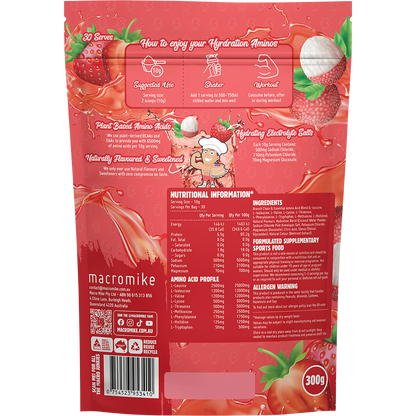Plant-Based Hydration Aminos Strawberry Lychee