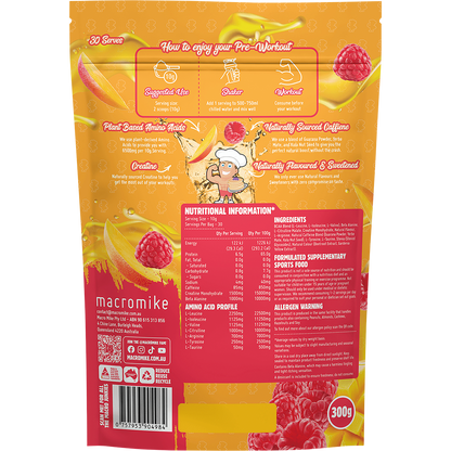 Plant Based Pre Workout Raspberry Mango Tango