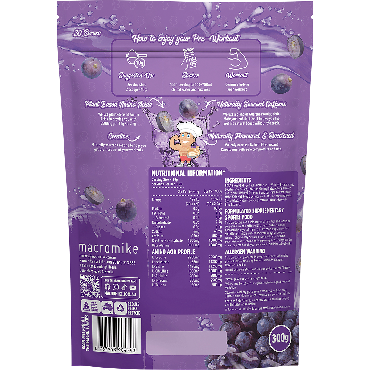 Plant Based Pre Workout Juicy Grape Fizz