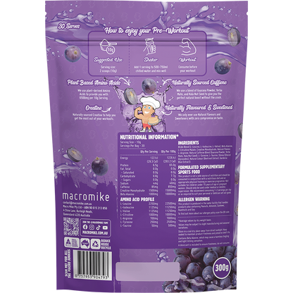 Plant Based Pre Workout Juicy Grape Fizz