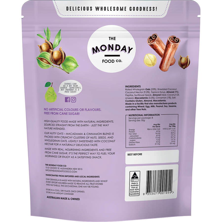Nutty Oats Gourmet Granola Macadamia & Cinnamon