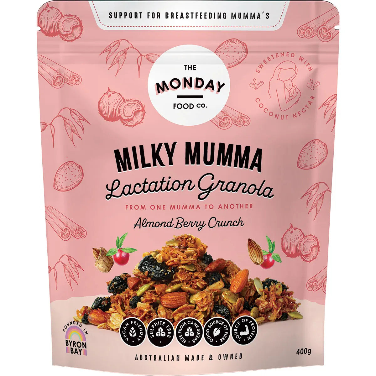 The Monday Food Co. Milky Mumma Lactation Granola Almond Berry Crunch 400g