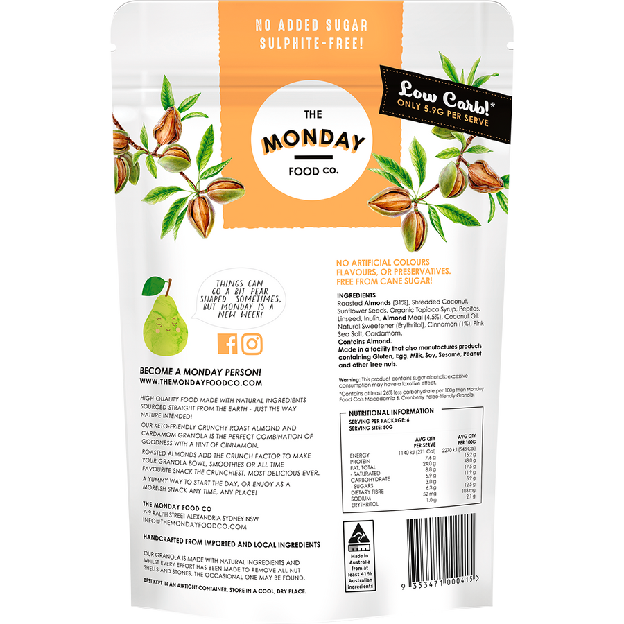 Keto Gourmet Granola Crunchy Roast Almond & Cardamon