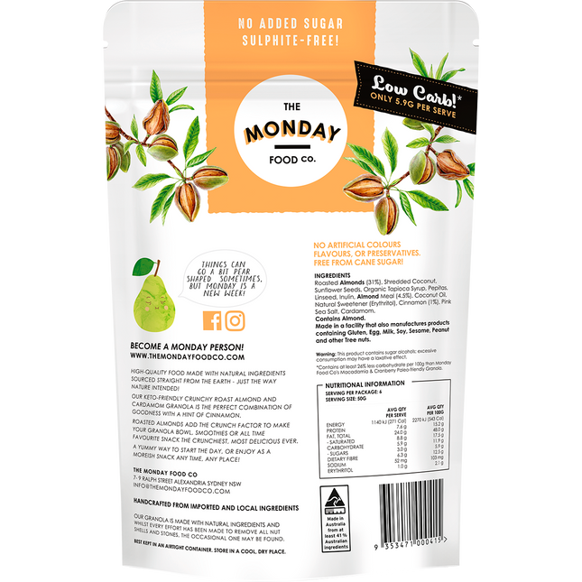 Keto Gourmet Granola Crunchy Roast Almond & Cardamon