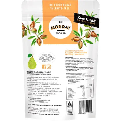 The Monday Food Co. Keto Gourmet Granola Crunchy Roast Almond & Cardamon 300g