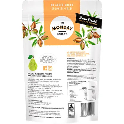 The Monday Food Co. Keto Gourmet Granola Crunchy Roast Almond & Cardamon 300g