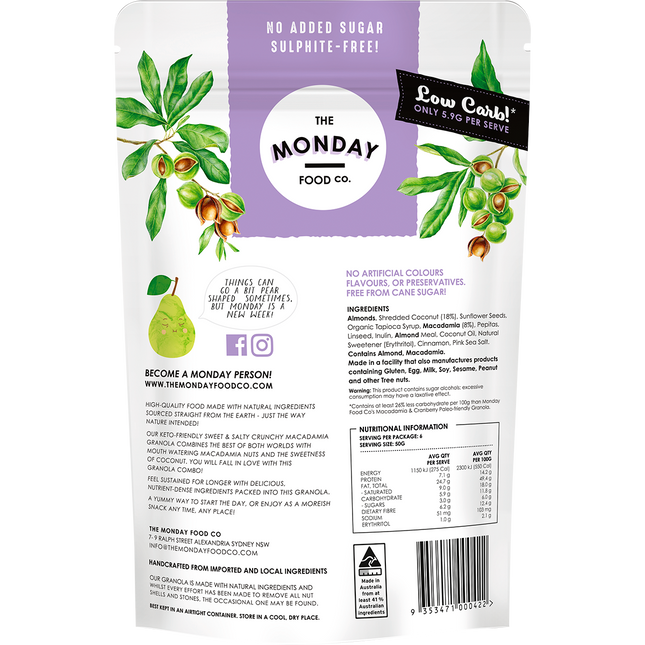 Keto Gourmet Granola Sweet Crunchy Macadamia Clusters