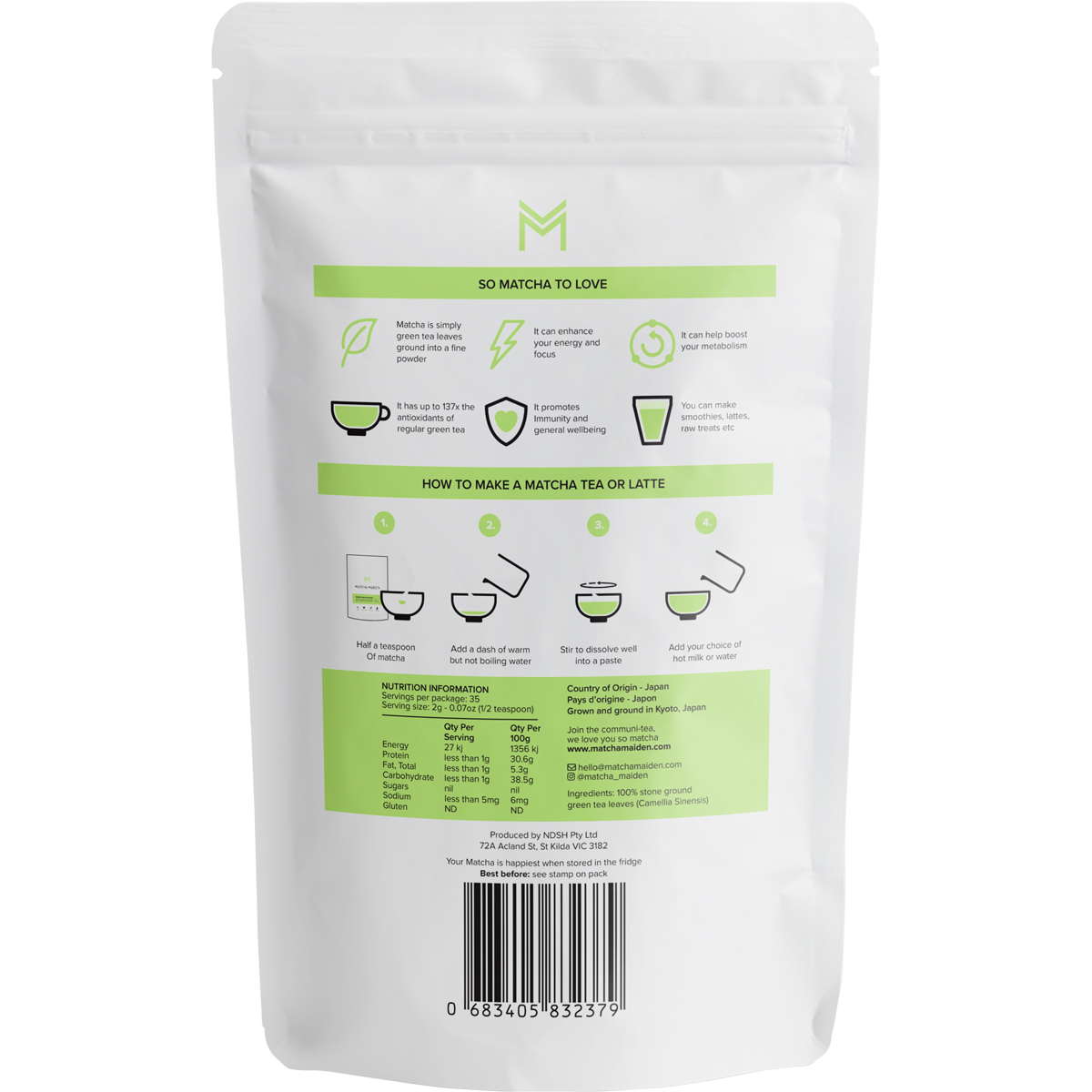 Matcha Green Tea Powder 100% Pure Stone Ground