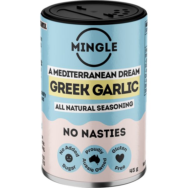 Mingle Greek Garlic All Natural Seasoning, front of pack