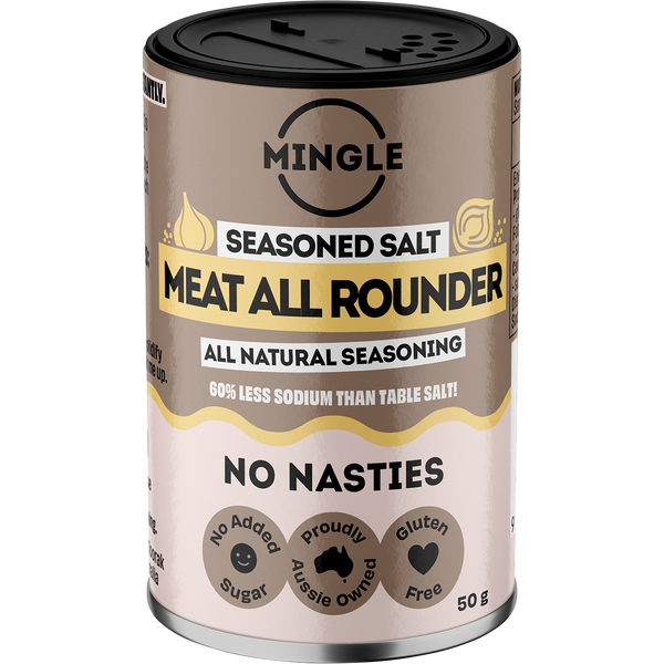Mingle Meat All Rounder All Natural Seasoning, front of pack