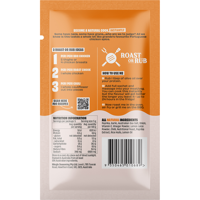 Mingle Peri Peri BBQ Roast Or Rub All Natural Seasoning