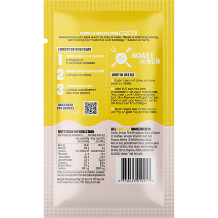 Mingle Lemon & Herb BBQ Roast Or Rub All Natural Seasoning