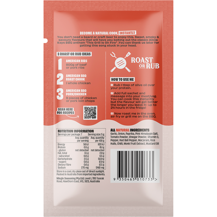Mingle American BBQ Roast Or Rub All Natural Seasoning