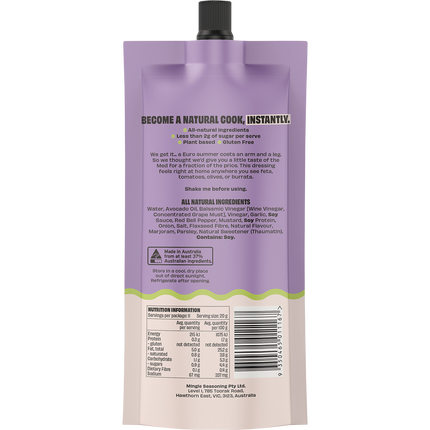 Balsamic All Natural Salad Dressing - Back View