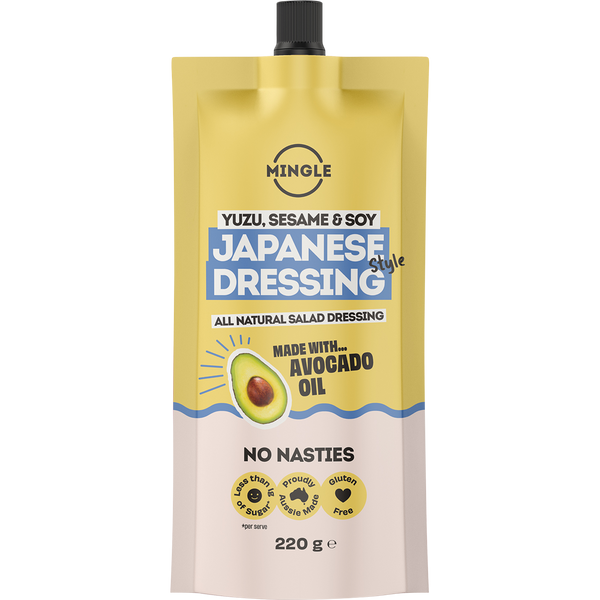 Mingle Japanese Style All Natural Salad Dressing 220g bottle, front view