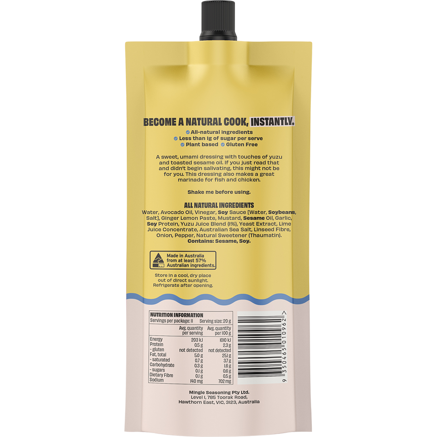 Japanese Style All Natural Salad Dressing - Back View