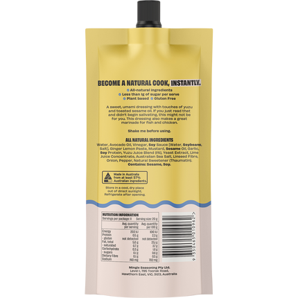 Japanese Style All Natural Salad Dressing - Back View