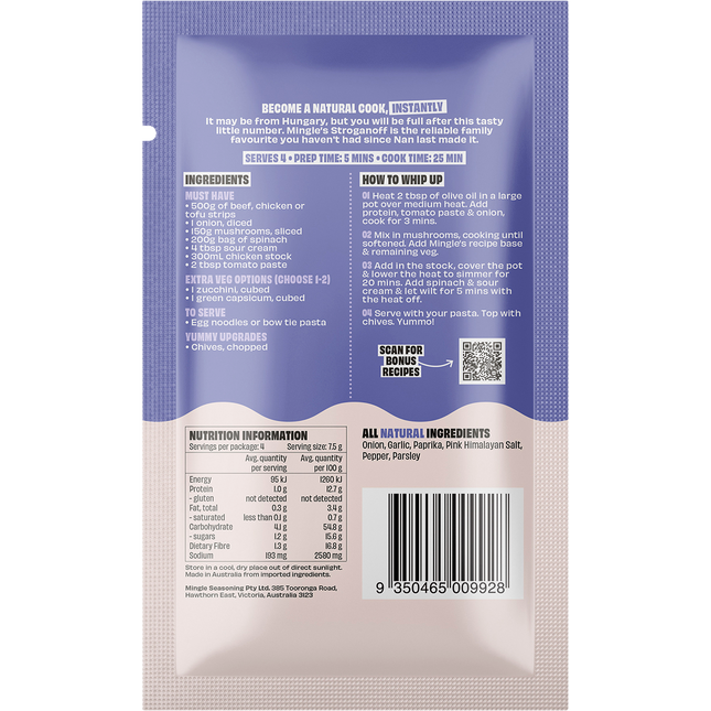 Mingle Stroganoff All Natural Recipe Base