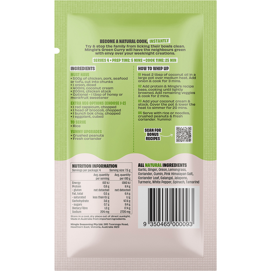 Mingle Green Curry All Natural Recipe Base