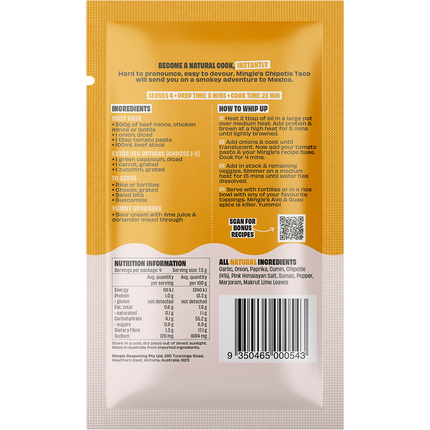 Mingle Smokey Chipotle Tacos All Natural Recipe Base