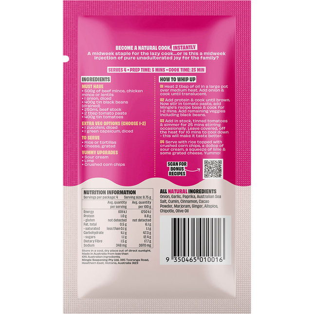 Mingle Chilli Con Carne All Natural Recipe Base