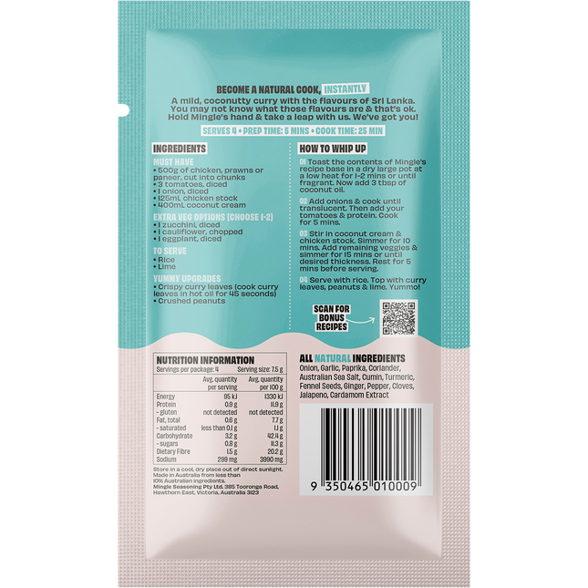 Mingle Sri Lankan Curry All Natural Recipe Base