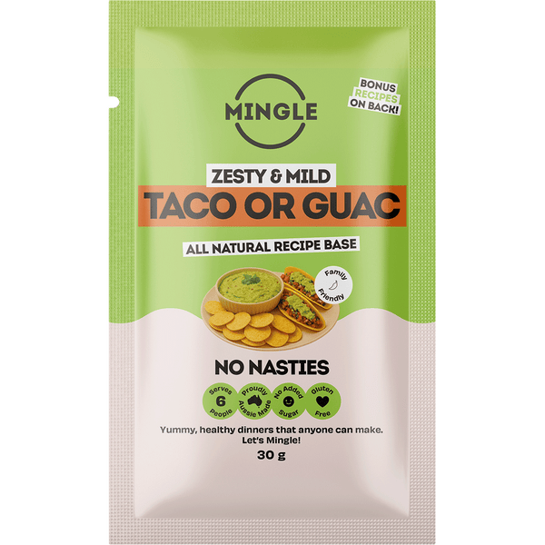 Mingle Taco Or Guac All Natural Recipe Base, front of pack