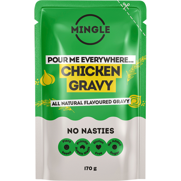 Mingle Chicken All Natural Flavoured Gravy, front of pouch