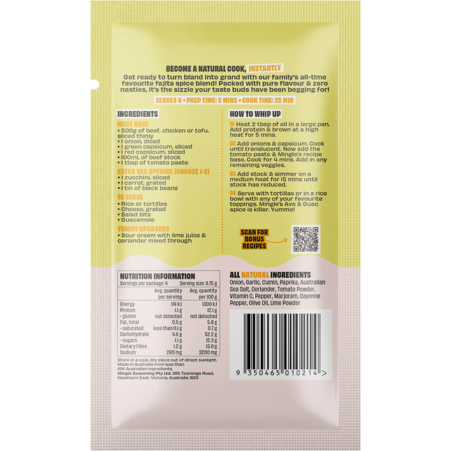 Mingle Mexican Fajita All Natural Recipe Base