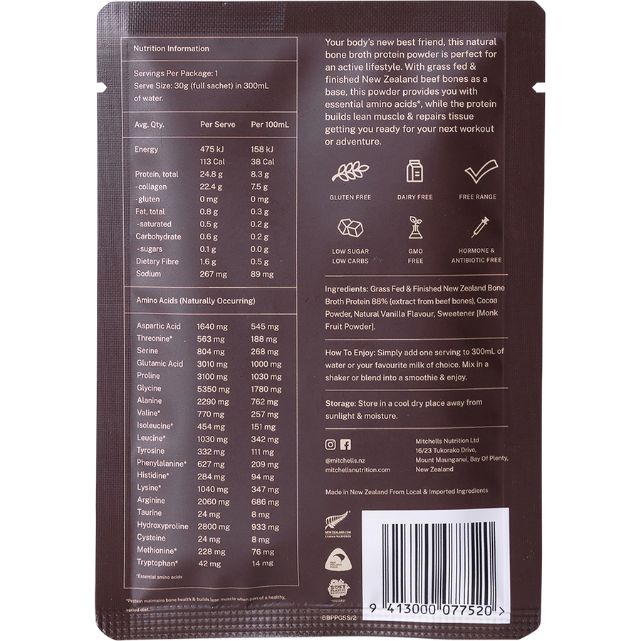 Mitchells Nutrition Bone Broth Protein Powder Chocolate