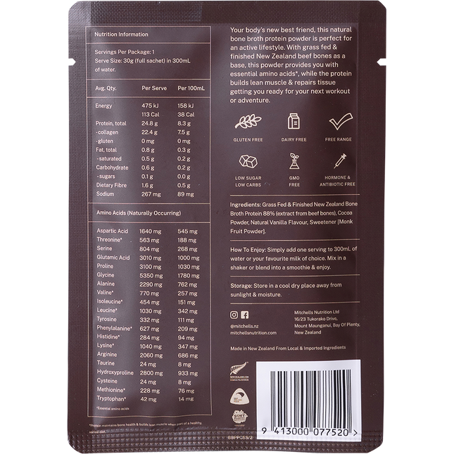 Mitchells Nutrition Bone Broth Protein Powder Chocolate
